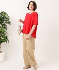 OLKGD33059 eur3(エウルキューブ) 【大きいサイズ】Vネック袖シア―トップス レッド