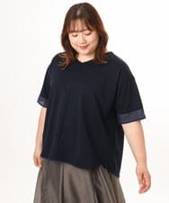 OLKGD33059 eur3(エウルキューブ) 【大きいサイズ】Vネック袖シア―トップス ネイビー