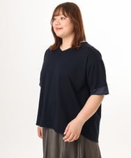 OLKGD33059 eur3(エウルキューブ) 【大きいサイズ】Vネック袖シア―トップス ネイビー