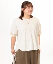 OLKGD33059 eur3(エウルキューブ) 【大きいサイズ】Vネック袖シア―トップス アイボリー