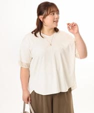 OLKGD33059 eur3(エウルキューブ) 【大きいサイズ】Vネック袖シア―トップス アイボリー