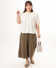 OLKGD33059 eur3(エウルキューブ) 【大きいサイズ】Vネック袖シア―トップス アイボリー