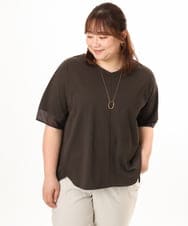 OLKGD33059 eur3(エウルキューブ) 【大きいサイズ】Vネック袖シア―トップス ダークグレー
