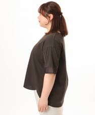 OLKGD33059 eur3(エウルキューブ) 【大きいサイズ】Vネック袖シア―トップス ダークグレー