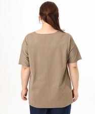 OLKGD34054 eur3(エウルキューブ) 【大きいサイズ/UVカット/接触冷感】コットンエンボスロゴＴシャツ モカ