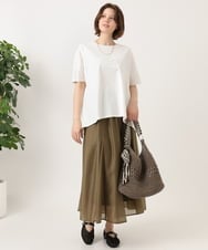 OLKGD34054 eur3(エウルキューブ) 【大きいサイズ/UVカット/接触冷感】コットンエンボスロゴＴシャツ ホワイト