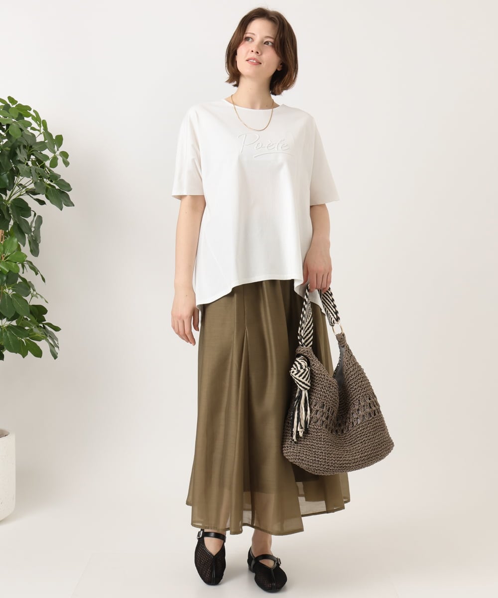 OLKGD34054 eur3(エウルキューブ) 【大きいサイズ/UVカット/接触冷感】コットンエンボスロゴＴシャツ ホワイト