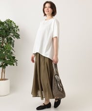 OLKGD34054 eur3(エウルキューブ) 【大きいサイズ/UVカット/接触冷感】コットンエンボスロゴＴシャツ ホワイト