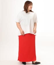 OLKGD34054 eur3(エウルキューブ) 【大きいサイズ/UVカット/接触冷感】コットンエンボスロゴＴシャツ ホワイト