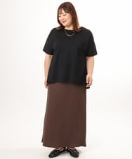 OLKGD34054 eur3(エウルキューブ) 【大きいサイズ/UVカット/接触冷感】コットンエンボスロゴＴシャツ ブラック