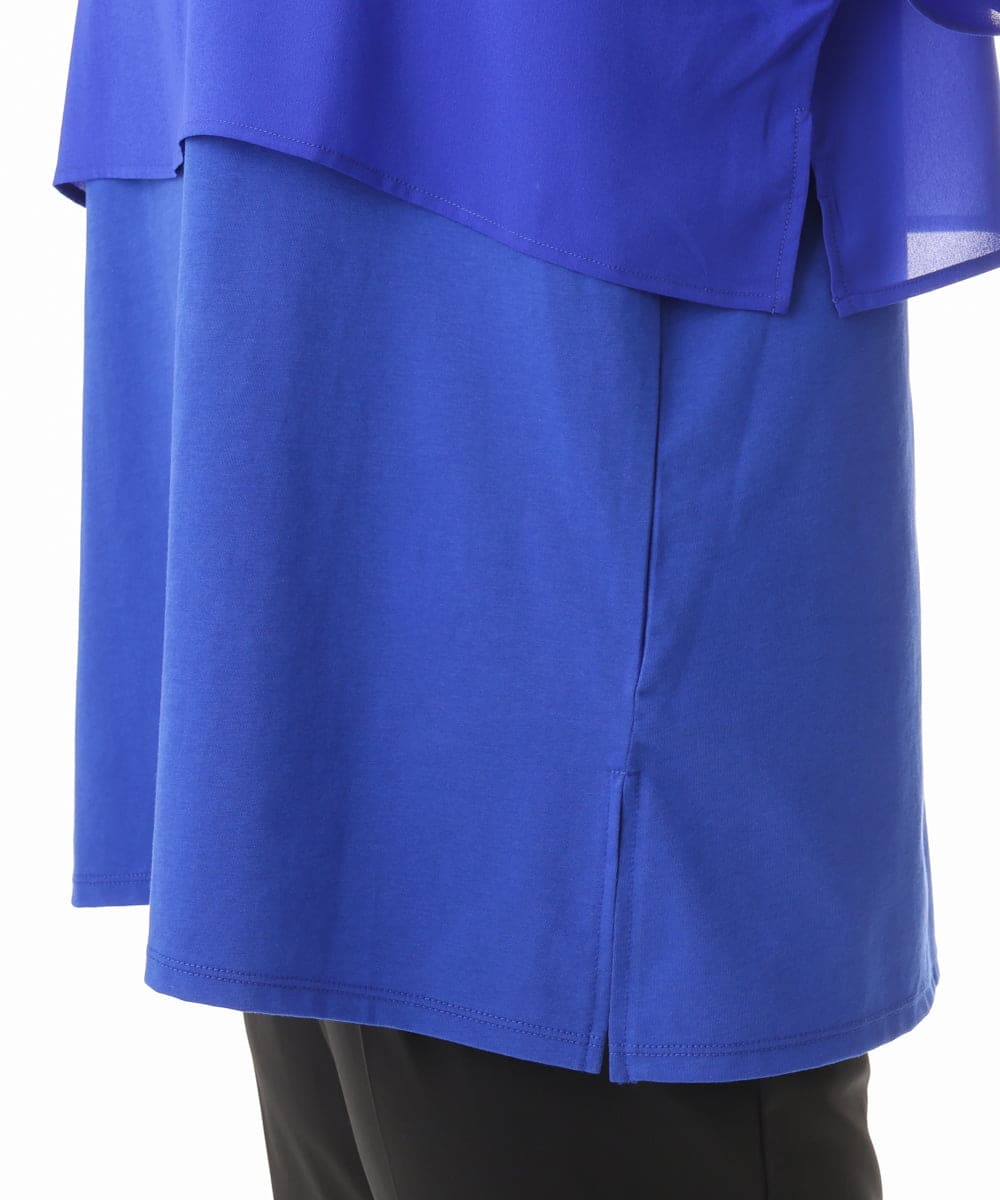 OLKHD32064 eur3(エウルキューブ) 【大きいサイズ/UVカット】接触冷感ケープデザインカットソー ブルー
