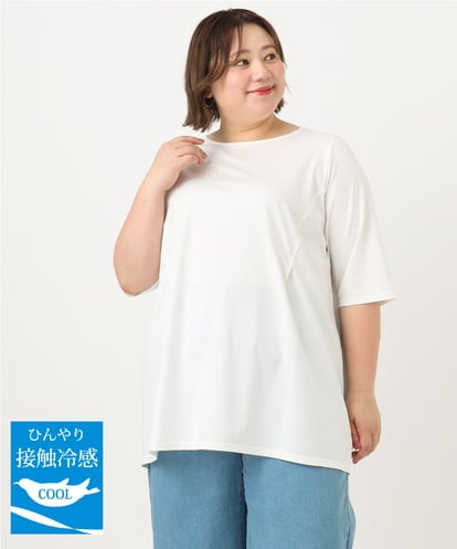 OLKIA45079 eur3 【大きいサイズ/接触冷感】タックジャージートップス
