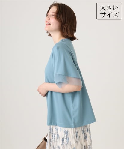 OLKID44064 eur3 【大きいサイズ/a.v.v×eur3】シアー切替フレアスリーブトップス