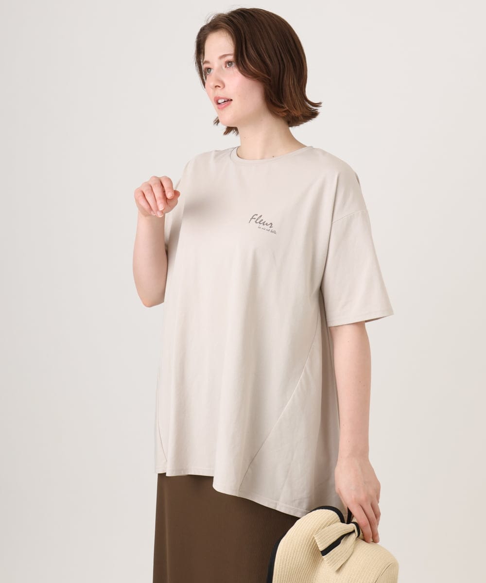 OLKID46069 eur3(エウルキューブ) 【大きいサイズ】バックフレアロゴTシャツ ベージュ