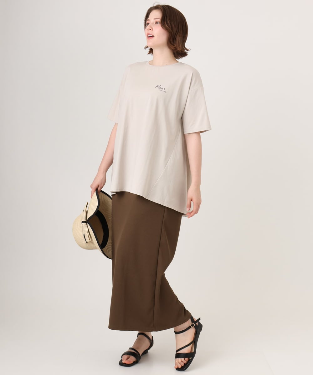 OLKID46069 eur3(エウルキューブ) 【大きいサイズ】バックフレアロゴTシャツ ベージュ