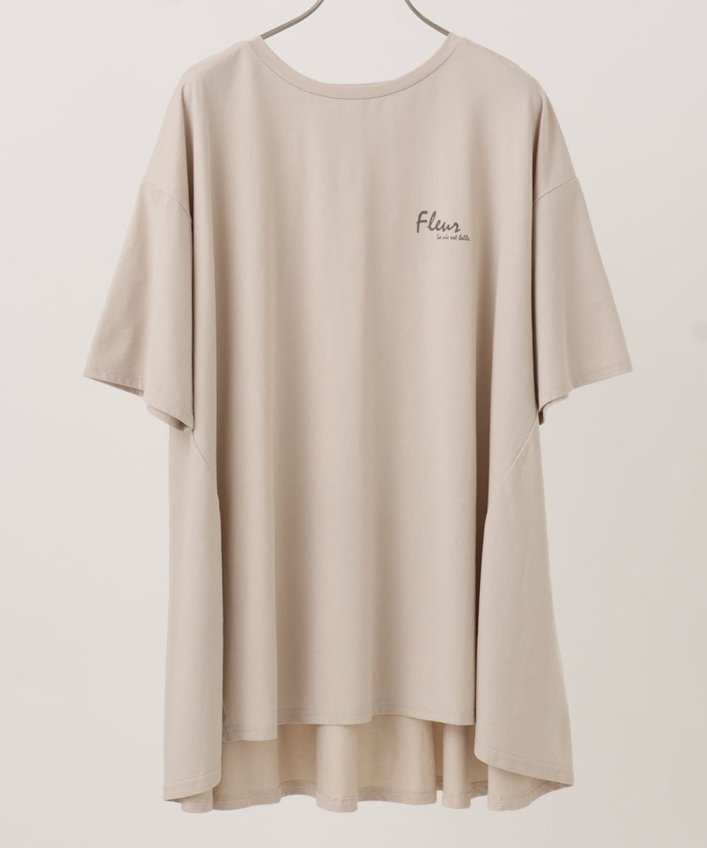 OLKID46069 eur3(エウルキューブ) 【大きいサイズ】バックフレアロゴTシャツ ベージュ