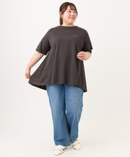 OLKID46069 eur3(エウルキューブ) 【大きいサイズ】バックフレアロゴTシャツ ダークグレー