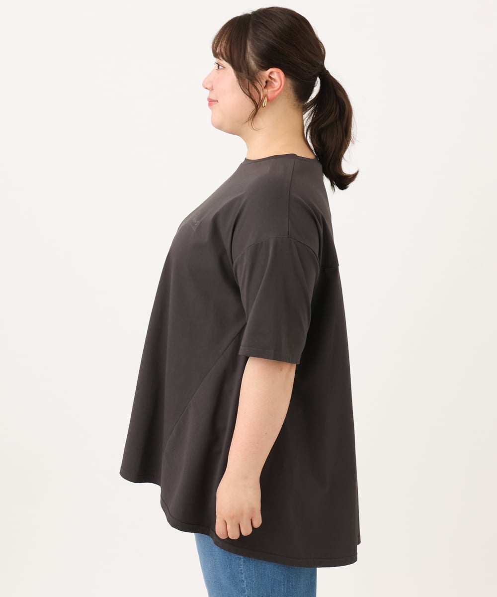 OLKID46069 eur3(エウルキューブ) 【大きいサイズ】バックフレアロゴTシャツ ダークグレー