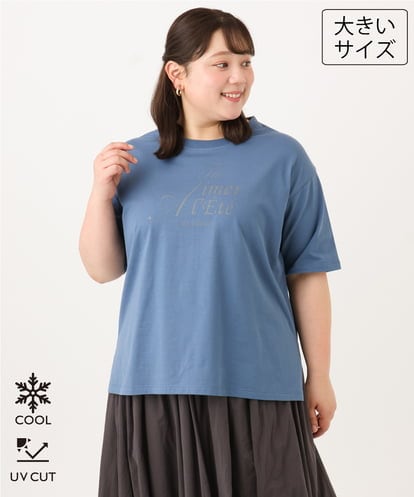 OLKID54059  【大きいサイズ/UVカット/接触冷感】ドロップショルダーロゴTシャツ