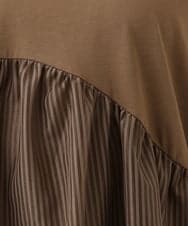 OLKJD04089 eur3(エウルキューブ) 【大きいサイズ/LAVEANGE×eur3】チュール切り替えジャージートップス モカ