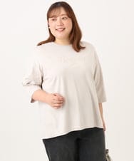OLKJD05069 eur3(エウルキューブ) 【大きいサイズ】ドロップショルダーロゴTシャツ グレージュ