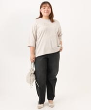 OLKJD05069 eur3(エウルキューブ) 【大きいサイズ】ドロップショルダーロゴTシャツ グレージュ
