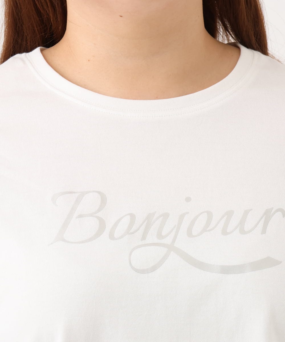 OLKJD05069 eur3(エウルキューブ) 【大きいサイズ】ドロップショルダーロゴTシャツ ホワイト