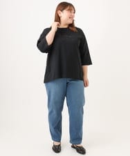 OLKJD05069 eur3(エウルキューブ) 【大きいサイズ】ドロップショルダーロゴTシャツ ブラック