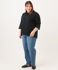 OLKJD05069 eur3(エウルキューブ) 【大きいサイズ】ドロップショルダーロゴTシャツ ブラック