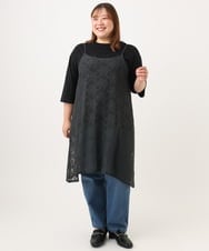OLKJD05069 eur3(エウルキューブ) 【大きいサイズ】ドロップショルダーロゴTシャツ ブラック