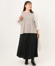 OLKKD03079 eur3(エウルキューブ) 【大きいサイズ】異素材ドッキングブトップス グレージュ
