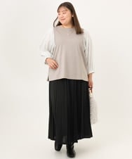 OLKKD03079 eur3(エウルキューブ) 【大きいサイズ】異素材ドッキングブトップス グレージュ