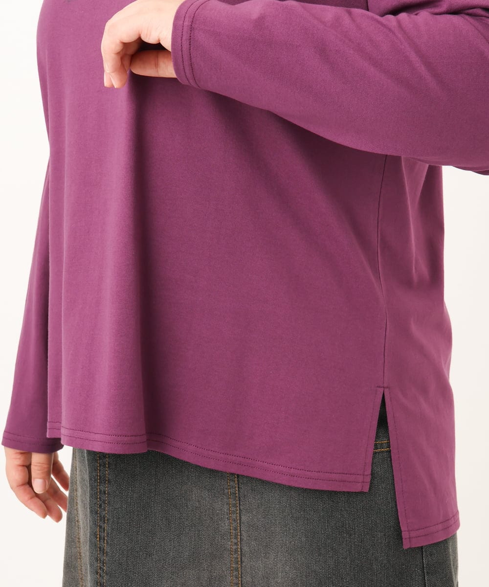 OLKKD09064 eur3(エウルキューブ) 【大きいサイズ】ドロップショルダーロゴTシャツ ワイン