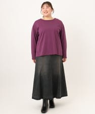 OLKKD09064 eur3(エウルキューブ) 【大きいサイズ】ドロップショルダーロゴTシャツ ワイン