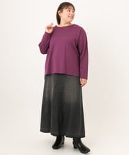 OLKKD09064 eur3(エウルキューブ) 【大きいサイズ】ドロップショルダーロゴTシャツ ワイン