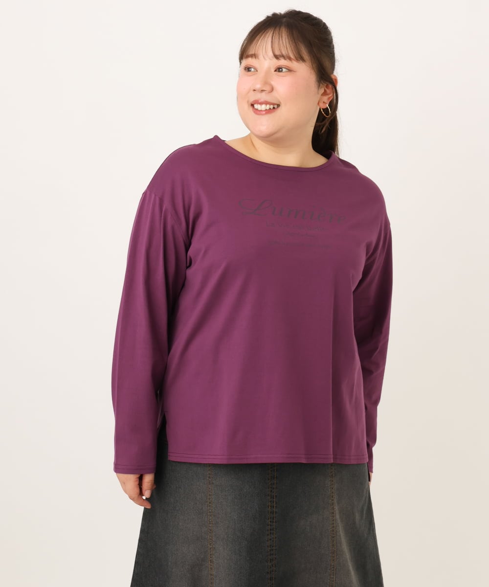 OLKKD09064 eur3(エウルキューブ) 【大きいサイズ】ドロップショルダーロゴTシャツ ワイン