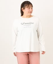OLKKD09064 eur3(エウルキューブ) 【大きいサイズ】ドロップショルダーロゴTシャツ ホワイト