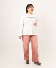 OLKKD09064 eur3(エウルキューブ) 【大きいサイズ】ドロップショルダーロゴTシャツ ホワイト
