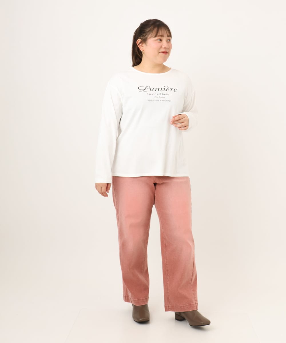 OLKKD09064 eur3(エウルキューブ) 【大きいサイズ】ドロップショルダーロゴTシャツ ホワイト