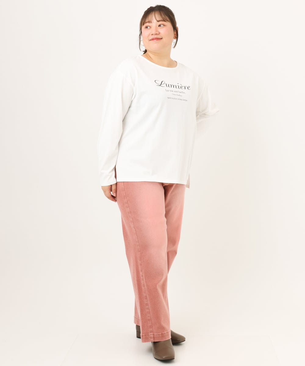OLKKD09064 eur3(エウルキューブ) 【大きいサイズ】ドロップショルダーロゴTシャツ ホワイト