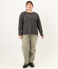 OLKKD09064 eur3(エウルキューブ) 【大きいサイズ】ドロップショルダーロゴTシャツ ダークグレー