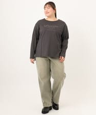 OLKKD09064 eur3(エウルキューブ) 【大きいサイズ】ドロップショルダーロゴTシャツ ダークグレー