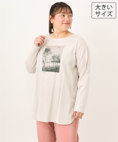 OLKKD10064 eur3 【大きいサイズ】プリント長袖Tシャツ