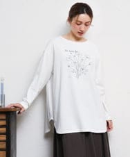 OLKKD10064 eur3(エウルキューブ) 【大きいサイズ】プリント長袖Tシャツ ホワイト
