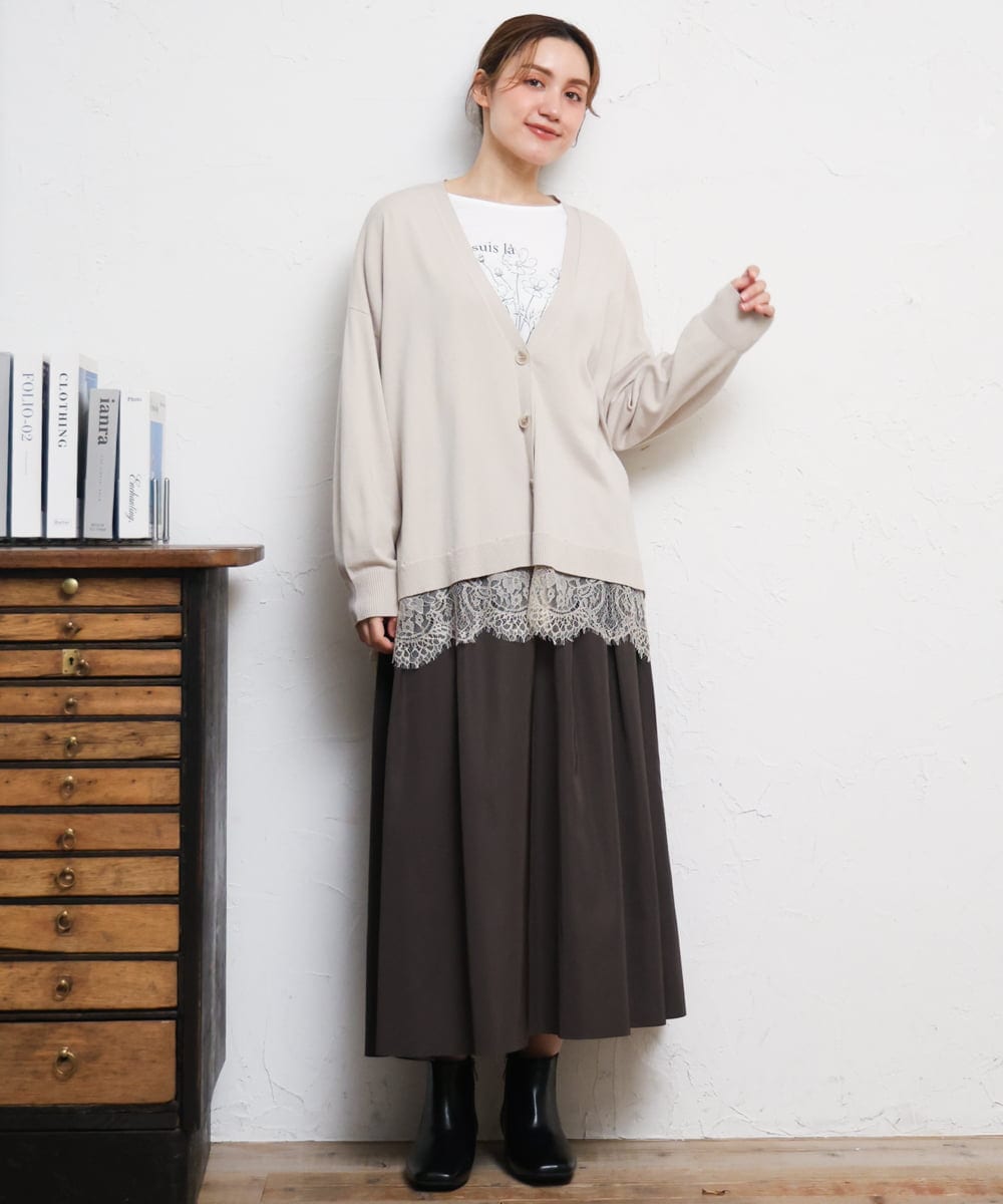 OLKKD10064 eur3(エウルキューブ) 【大きいサイズ】プリント長袖Tシャツ ホワイト