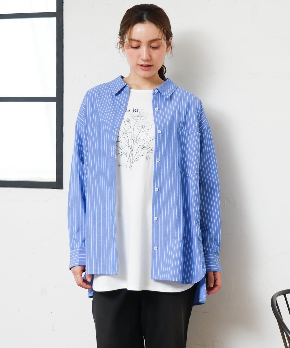 OLKKD10064 eur3(エウルキューブ) 【大きいサイズ】プリント長袖Tシャツ ホワイト