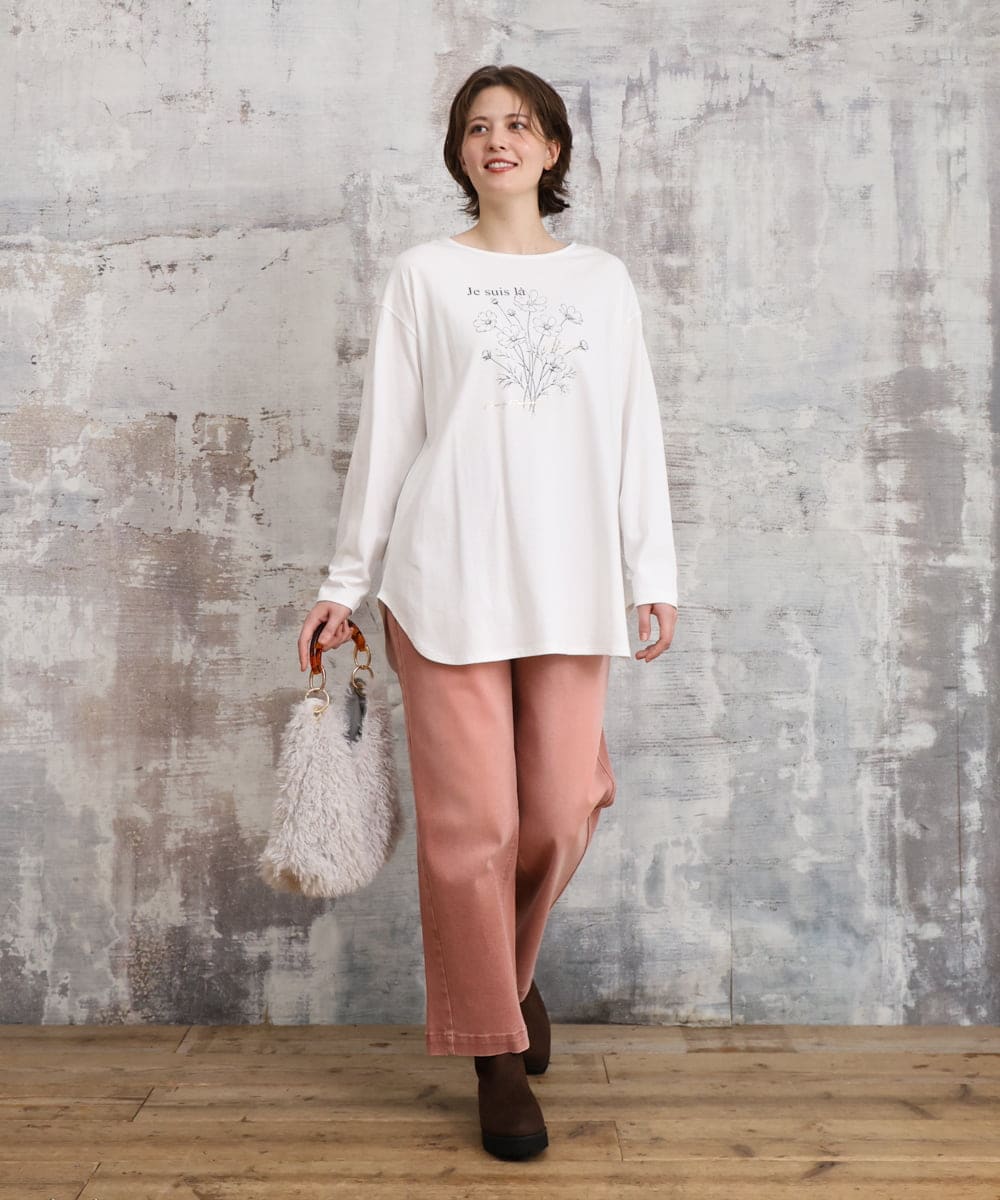 OLKKD10064 eur3(エウルキューブ) 【大きいサイズ】プリント長袖Tシャツ ホワイト