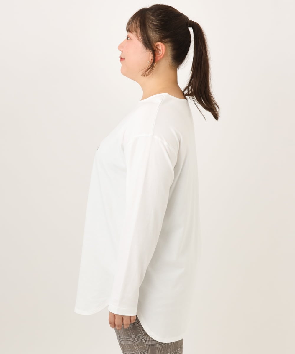 OLKKD10064 eur3(エウルキューブ) 【大きいサイズ】プリント長袖Tシャツ ホワイト