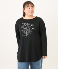 OLKKD10064 eur3(エウルキューブ) 【大きいサイズ】プリント長袖Tシャツ ブラック