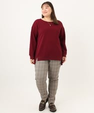 OLKKD11089 eur3(エウルキューブ) 【大きいサイズ】袖リブイレヘムカットソー ワイン